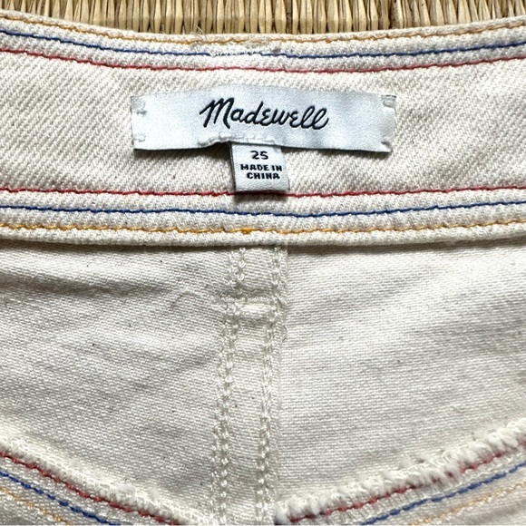 Madewell 70s Rainbow-Stitched Canvas Chase Highrise Patchpocket Shorts Cloud - Picture 8 of 9